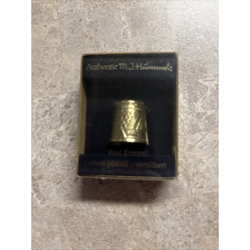 Vintage Authentic Hummel Silver Plated & Enamel Thimble In Original Box